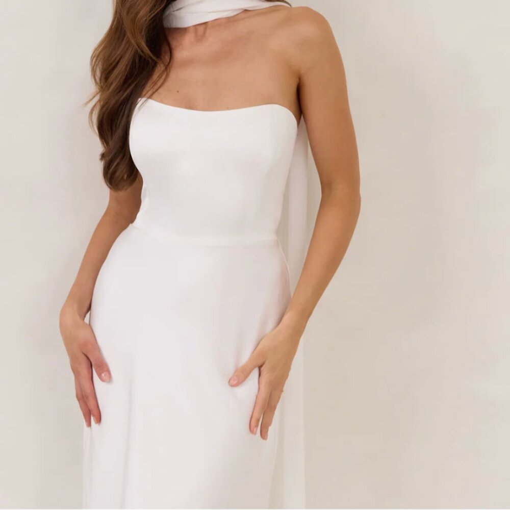 Park & Fifth Strapless White Brodie Dress